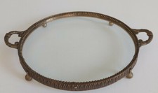 PETIT SURTOUT CENTRE DE TABLE LAITON ET VERRE DECOR NEOCLASSIQUE XXème D18 cm