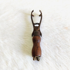 1930s Vintage Main Repasser Laiton Outil Manche en Bois Décoratifs de Collection