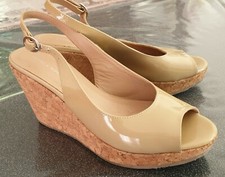 Chaussures compensées beige Vanilla Moon bouts ouverts et Brides Cuir verni 38