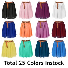 Women Lady Mini Jupes Plissee Haute Retro Double Couche Skirts S~3XL| 25 Couleur
