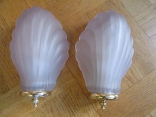Paire appliques murales coquillage art déco verre opaque