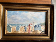 Aquarelle signée Lisey Scène de plage (H15 x L25)