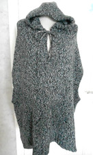 PULL PONCHO CAPE A CAPUCHE PIMKIE GRIS CHINE 25%LAINE TAILLE L COM9