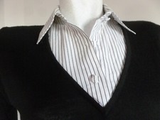  PULL " BURTON " LAINAGE NOIR COL EN V HABILLAGE TISSU BLANC BON ETAT T.3 42/44