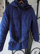 Doudoune bleu foncé matelassée T42 avec ceinture à boucle métal