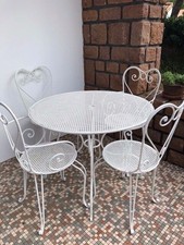 SALON DE JARDIN FER FORGÉ BLANC 2 fauteuils 2 chaises 1960 style Mathieu Mategor