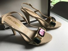 superbes sandales Régina Schrecker cabochons vert et rose avec strass  t 37 