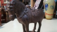 OLD VINTAGE ANTIQUE CAST IRON HORSE SCULPTURE 8" TALL WT.12 LBS HEAVY