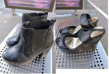 Lot bottes à talons et sandales p38 cuir noir