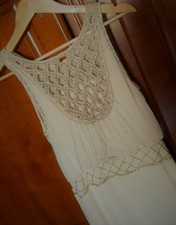 Warehouse Robe longue voileCrème Beige Perlée 38/UK10/cérémonie/mariage/cocktail