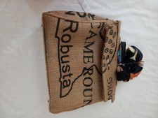 sac à main femme Luna Sarah, en toile de jute beige et en très bon état, 36 cm