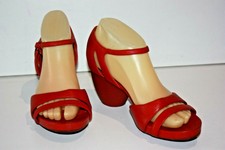 CAMPER Sandales à Brides Cuir Rouge Petits Talons T 38 TBE