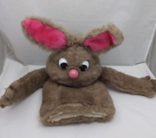 Lapin Marionnette à Main Marron Rose Nez Oreilles Bouche Buck Dents Peluche 24 "