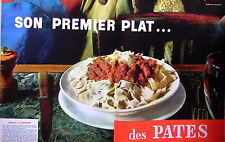 PUBLICITÉ 1963 SON PREMIER PLAT DES PATES RECETTE TAGLIATELLES A LA BOLOGNAISE