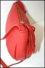 OCTAHOTEL Souvenir  Sac Besace Cuir Souple Rouge Bandoulière BE