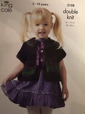 King Cole Veste & Cardigan DK Knitting Pattern # 3108 3 - 10 ans 24 - 30"