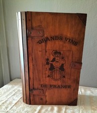 COFFRET BOÎTE EN BOIS  EN FORME DE LIVRE pour  2 Bouteilles  FRANCE  VINTAGE