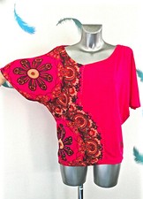 joli haut rose déco perles coupe chauve souris DESIGUAL taille S EXCELLENT ÉTAT