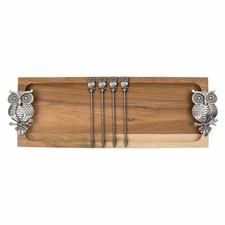 Rectangulaire Bois Plateau Avec Brochettes - Ensemble De 4 Brochettes,Marron