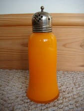 VINTAGE ORANGE VERRE SUCRE SHAKER/DISTRIBUTEUR + EPNS Haut