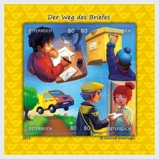 AUTRICHE 2019 TIMBRE INHABITUEL M/SA LETTRES VOYAGE, .COMIC BLOCK PUZZLE . MNH