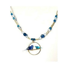 COLLIER COLOMBES EN CRISTAL BLEU SUR BALANCELLE