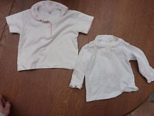LOT DE 2 TEE-SHIRT 12 MOIS 1AN MANCH COURT LONG FILLE BEBE T-SHIRT DIVER MARQUE