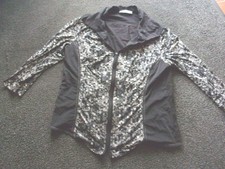 Tunique fluide zippée tons noir gris blanc CHRISTINE LAURE taille 4/42/XL TBE