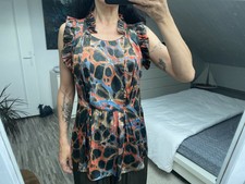 Top haut tunique en soie Isabel Marant 1 36 38 40 noir beige rouge bleu volants