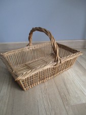 PANIER ANCIEN  EN OSIER AVEC ANSE