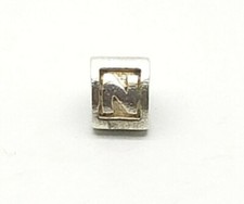 Authentic Pandora 925 Sterling Silver Letter N Charm Bead (ALE)