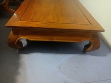 Superbe Table basse à opium, Coloniale Ethnique bois massif, teck très grande 