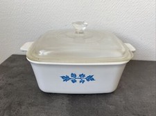 ancien plat gratin four pyroflam Blanc Décor Feuille Bleue Cuisine Deco