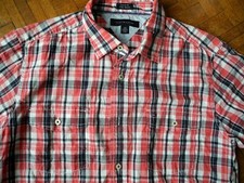 Chemise Tommy Hilfiger écossaise rouge noire blanche L manches courtes