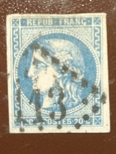 20 centimes bleu Cérès bordeaux type III report 1. N°46