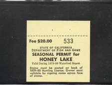 1979 - 1980 California Miel Lake Canard Sauvagine Chasse Tampon CAHL-24 Fiscaux