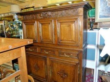 buffet deux corps en chêne 5 portes 19ème haut 207 larg 179 prof 61.5 cm