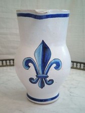 PICHET POT A LAIT / EAU FLEUR DE LYS EN FAIENCE DE QUIMPER XIX ème