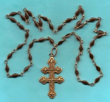 ANCIEN COLLIER PENDENTIF CROIX DE LORRAINE DE FABRICATION ARTISANAL WW II