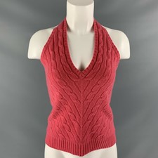 Ralph Lauren Black Label Taille L or Rose Cachemire Câble Robe Tricot Haut