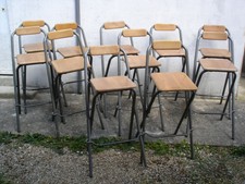 LOT de 11 CHAISES hautes VINTAGE pliables ( acier peint et bois massif )