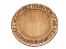 *ANCIEN PLAT A OFFRANDES BOIS en Noyer DONNEZ NOUS NOTRE PAIN QUOTIDIEN  D