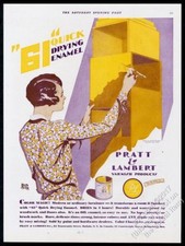 1929 Femme Peinture Armoire Adolph Treidler Art Pratt & Lambert Vernis Imprimé