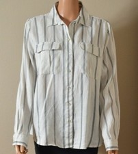 Chemise oversize écrue & noire 100% lin H&M T 40