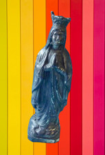 Ancienne Statue Coeur sainte religion vierge ésotérisme christ croix église 11cm