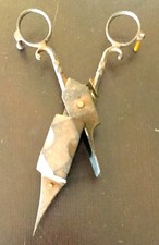 Antique Candle Wick Trimmer Scissors Steel, "Warranted"