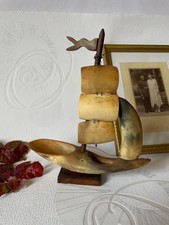 ✨ BATEAU VOILIER en corne de Boeuf ~~ Décoration ou collection marine