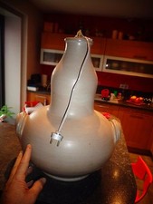 Grosse Lampe de Salon Poterie en Grès Vintage 75 80 à Completer d'1 Abat Jour