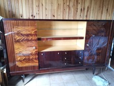 meuble living, bar, acajou vernis, 1970, 140x220x46, très bon état