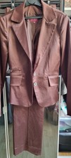 Tailleur Pantalon T36 La City coton mélangé  couleur chocolat satiné